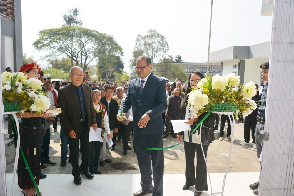 Prof JK Patnaik, VC inaugurates new administrative block at School of Agricultural Sciences, Medziphema Campus on February 24.